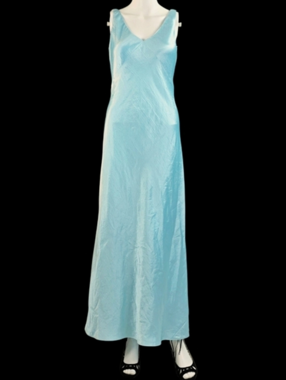 Vince V-neck Maxi Slip Dress Light Lagoon Beautiful Crinkle Satin Finish! - Picture 2 of 12